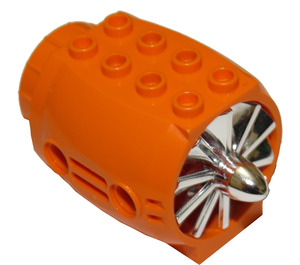 LEGO Orange Grand Moteur d'avion avec Chrome Argent Centre