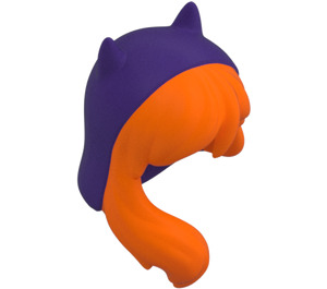 LEGO Orange Long Straight Hair over Shoulder with Bangs and Purple Hood (29356)