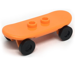 LEGO Orange Minifig Skateboard with Black Wheels