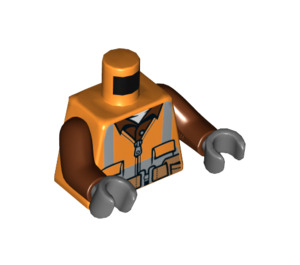 LEGO Oranje Minifiguur Torso met Oranje Veiligheidsvest over Bruin Shirt (973 / 76382)