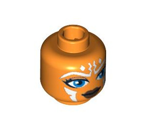 LEGO Orange Minifigure Head with White Patterns on Face (Safety Stud) (3626 / 63087)