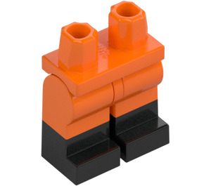 LEGO Oranssi Minihahmo Lantio ja jalat jossa Musta Boots (21019 / 77601)