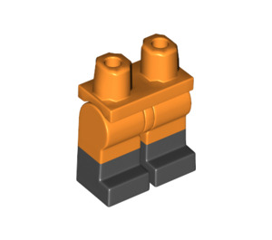LEGO Oranje Minifigure Heupen en benen met Zwart Boots (21019 / 77601)