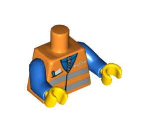 LEGO orange Minifigur Torso med Sikkerhedsvest og Tog logo (73403 / 76382)