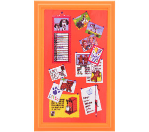 LEGO Orange Mirror Base / Notice Board / Wall Panel 6 x 10 with Bulletin Board Sticker (6953)