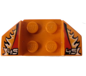 LEGO Orange Mudguard Plate 2 x 2 with Flared Wheel Arches with '45' and Flames (41854)