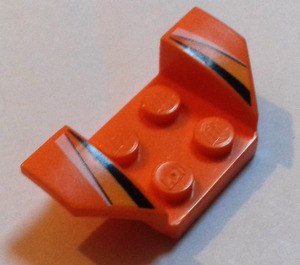 LEGO Oranje Spatbord Plaat 2 x 2 met Flared Wiel Arches met Wit en Zwart Strepen (41854)