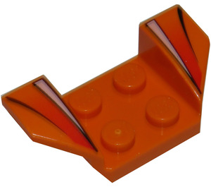 LEGO Oransje Skvettskjerm Plate 2 x 2 med Flared Hjul Arches med Hvit og Rød Striper (41854 / 42321)