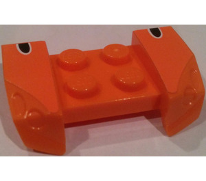 LEGO Oransje Skvettskjerm Plate 2 x 4 med Overhanging Headlights med Svart Dot Klistremerke (44674)