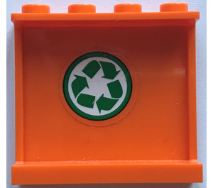 LEGO Orange Panel 1 x 4 x 3 with Recycle Logo Sticker with Side Supports, Hollow Studs (35323)