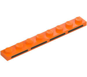 LEGO Orange Plate 1 x 8 with Black Lines (3460 / 103807)