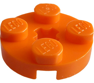 LEGO Oranje Plaat 2 x 2 Ronde met As Gat (met '+'-vormig asgat) (4032)