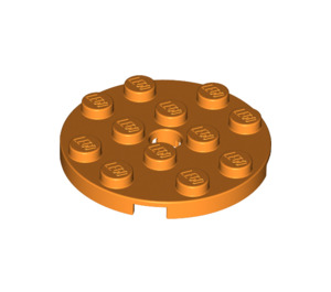 LEGO Oranje Plaat 4 x 4 Ronde met Gat en Snapstud (60474)