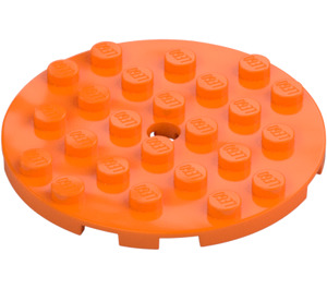 LEGO Orange Plate 6 x 6 Round with Pin Hole (11213)