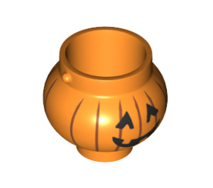 LEGO Oranje Pot / Cauldron met Handvat Holders met Pompoen Jack O' Lantern met Angular Ogen (22381 / 98374)