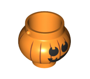 LEGO Oransje Pot / Cauldron med Håndtak Holders med Gresskar Jack O' Lantern med Rund Øyne (28180 / 98374)