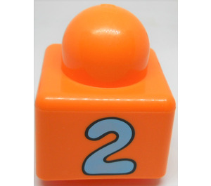 LEGO Orange Primo Backstein 1 x 1 mit "2" / Snakes (31000)
