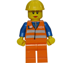 LEGO orange Sikkerhedsvest med Sølv Striber Kvinde Tog Minifigur