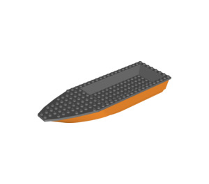 LEGO Orange Ship Hull 8 x 28 x 3 with Dark Stone Gray Top (92709)
