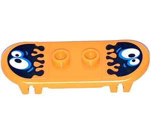 LEGO Orange Skateboard with Four Wheel Clips with Eyes Sticker (42511)