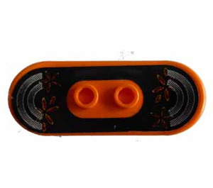 LEGO Orange Skateboard avec Quatre Roue Clips avec Argent Nez et Queue Autocollant (42511)