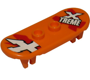 LEGO Orange Skateboard with Four Wheel Clips with 'X TREME' and 'X' Sticker (42511)