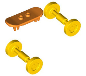 LEGO Orange Skateboard with Yellow Wheels