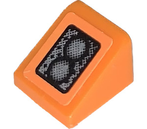 LEGO Orange Backe 1 x 1 (31°) med 2 Headlights Höger Klistermärke (50746)