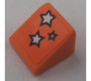 LEGO Orange Slope 1 x 1 (31°) with 3 White Stars Sticker (50746)