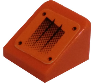 LEGO Oranje Helling 1 x 1 (31°) met Zwart Lucht Vents (Links) Sticker (50746)