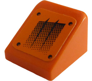 LEGO Oranje Helling 1 x 1 (31°) met Zwart Lucht Vents (Rechtsaf) Sticker (50746)