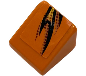 LEGO Orange Slope 1 x 1 (31°) with Flames Left Sticker (50746)