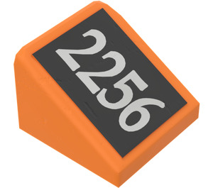 LEGO Orange Slope 1 x 1 (31°) with Silver 2256 on Black Background Left Sticker (50746)