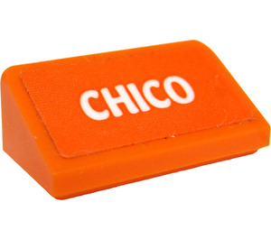 LEGO Orange Pente 1 x 2 (31°) avec "Chico" Name assiette Autocollant (85984)