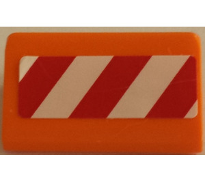 LEGO Orange Slope 1 x 2 (31°) with Hazard Stripes (Left) Sticker (85984)