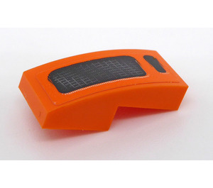 LEGO Orange Slope 1 x 2 Curved with Black Rectangles - Left Side Sticker (11477)