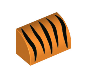 LEGO Orange Pente 1 x 2 Incurvé avec Noir tigre Rayures (37352 / 91128)