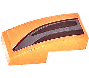 LEGO Orange Slope 1 x 2 Curved with Bumper Left Sticker (11477)