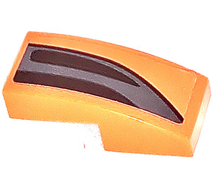 LEGO Orange Slope 1 x 2 Curved with Bumper Right Sticker (11477)