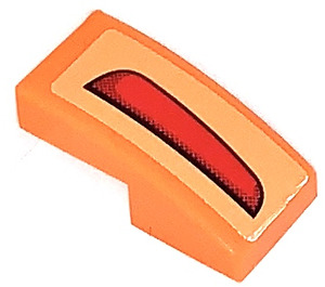 LEGO Orange Slope 1 x 2 Curved with PORSCHE Backlight left side Sticker (11477)