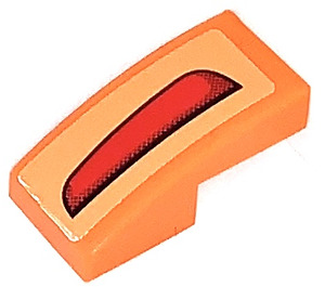 LEGO Orange Slope 1 x 2 Curved with PORSCHE Backlight Right side Sticker (11477)