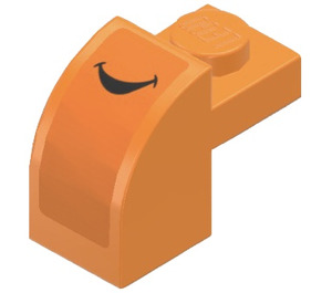 LEGO Orange Steigung 1 x 2 x 1.3 Gebogen mit Platte mit Gebogen Mouth Aufkleber (6091)