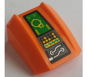 LEGO Orange Pente 1 x 2 x 2 Incurvé avec Screen et Buttons Autocollant (30602)