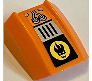 LEGO Orange Steigung 1 x 2 x 2 Gebogen mit Silber Cables, Silber Gitter, Dr Inferno Logo Aufkleber (28659)