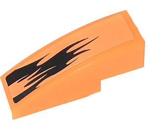 LEGO Orange Slope 1 x 3 Curved with Black Flame (Right) Sticker (50950)