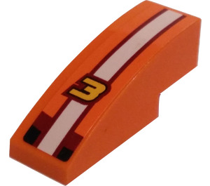 LEGO Orange Steigung 1 x 3 Gebogen mit Number 3 und Streifen Aufkleber (50950)