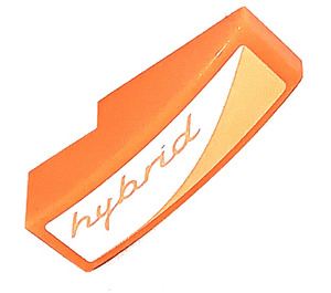 LEGO Orange Slope 1 x 3 Curved with Orange „hybrid“ Logo Left Side Sticker (50950)