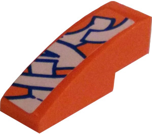 LEGO Orange Slope 1 x 3 Curved with White and Blue Paint Design Sticker (50950)