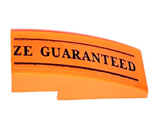 LEGO Orange Slope 1 x 3 Curved with 'ZE GUARANTEED'  Sticker (50950)