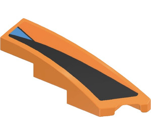LEGO Orange Slope 1 x 4 Angled Right with Black Triangle and Blue Triangle Sticker (5414)